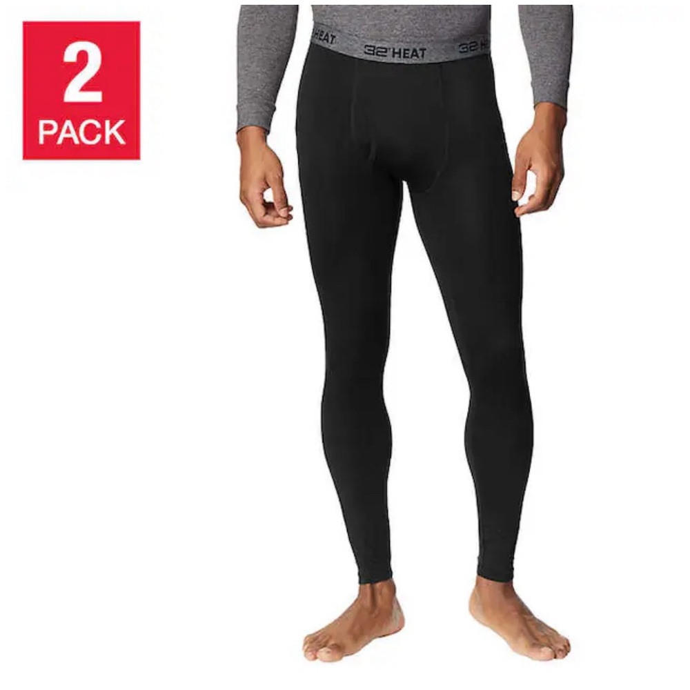 32 Degrees Men's Heat Base Layer Pant, 2-Pack/ Various Sizes (NWT)